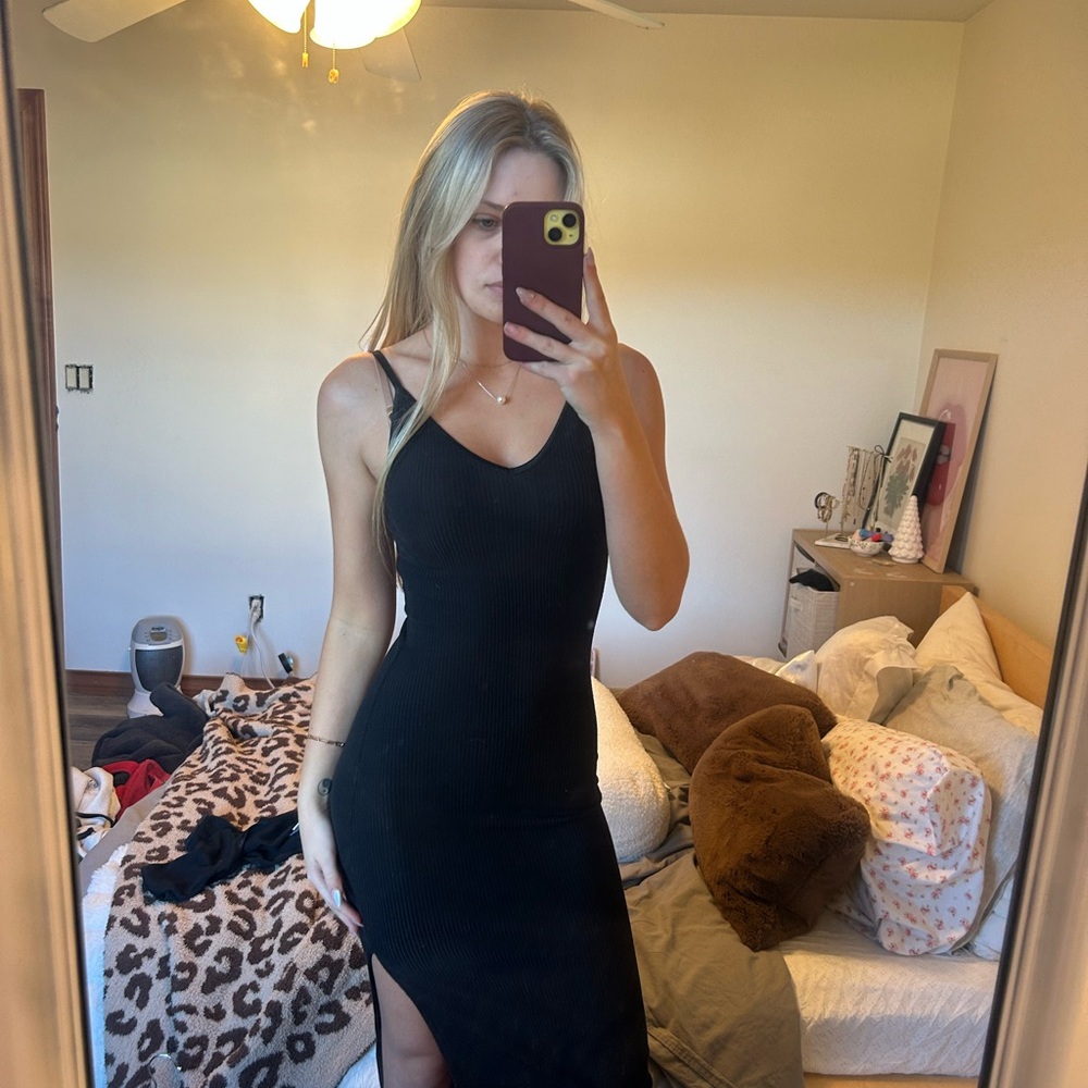 Topshop Black Midi Dress
